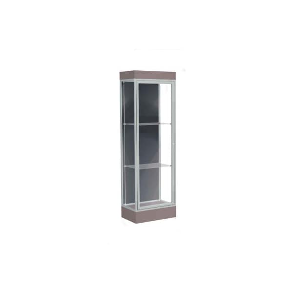 Waddell Display Case Of Ghent Edge Lighted Floor Case, Slate Back, Satin Frame, 6" Morro Zephyr Base, 24"W x 76"H x 20"D 91LFSL-SN-MZ - main